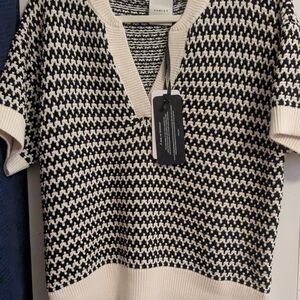 Varley Black and White Dora Knit Top
